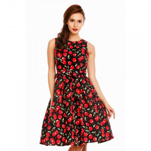 Dolly & Dotty - Vestido de Swing Retro Annie en Cereza Negra