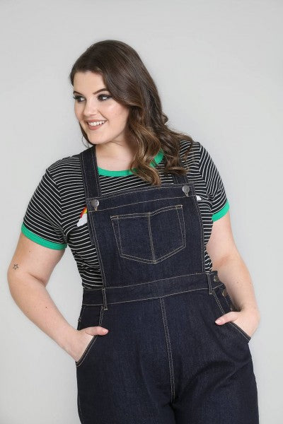 Hell Bunny – Ellie May Denim Dungaree marine