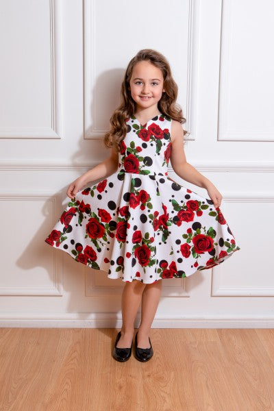 Hearts & Roses - Robe Évasée Florale Colette pour Enfants