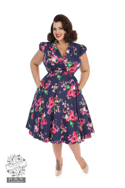 Hearts & Roses - Midnight Garden Floral Tea Dress