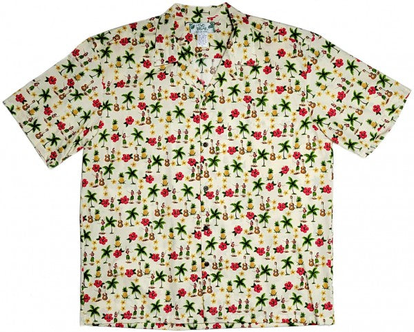 Two Palms - Camisa Hula Gal Creme de Hawaii