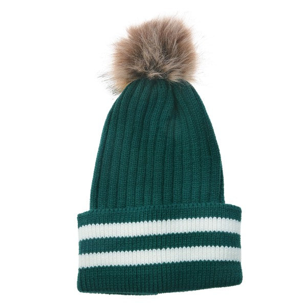 Juleeze - Gorro de Pompón en Verde Oscuro