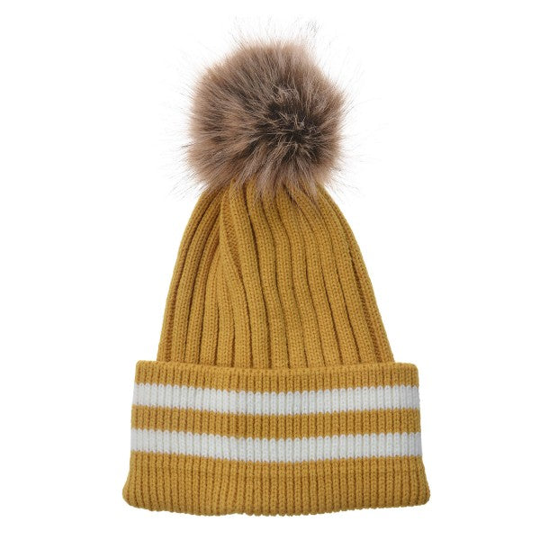 Juleeze - Gorro de Pompón en Amarillo Mostaza