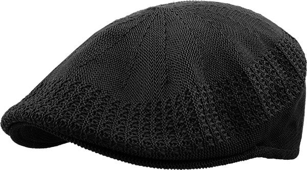 Casquette en maille au crochet IVY, Schiebermütze, noire