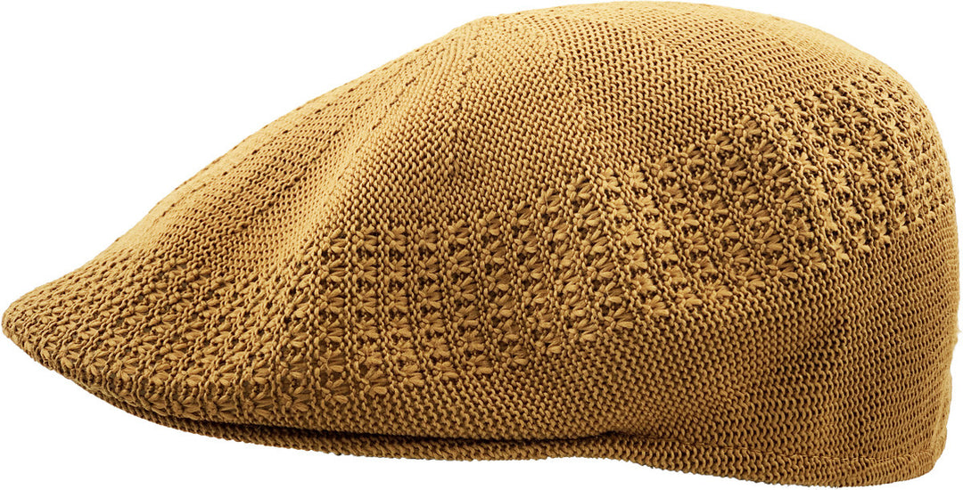 Casquette en crochet en maille IVY, Schiebermütze, cognac