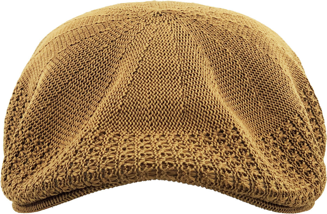 Casquette en crochet en maille IVY, Schiebermütze, cognac