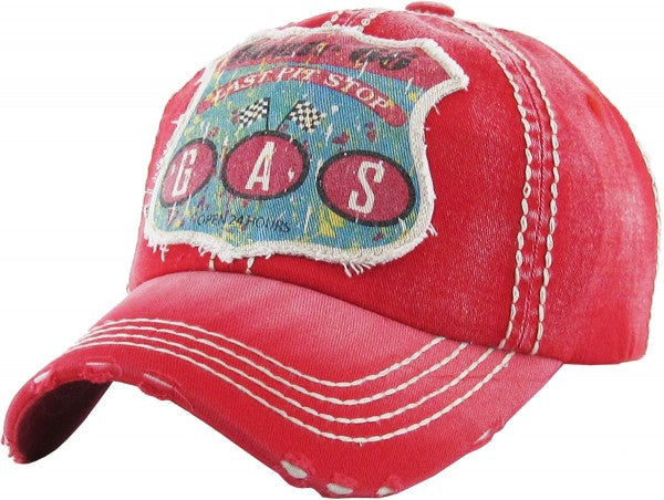 Gorra de béisbol vintage lavada con gas, rojo