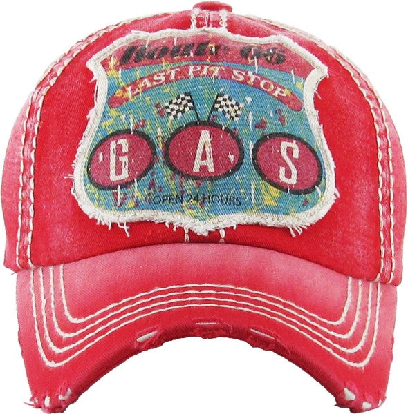 Gorra de béisbol vintage lavada con gas, rojo