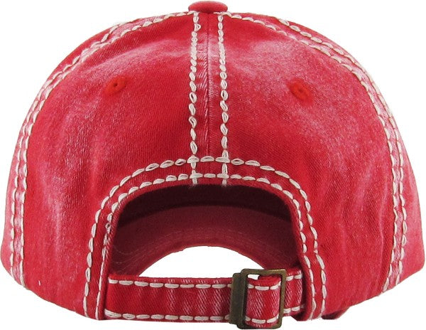 Gorra de béisbol vintage lavada con gas, rojo