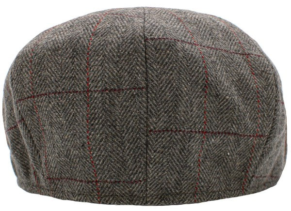 Newsboy Cap Herringbone Button Ascot grau