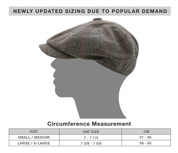 Newsboy Cap Herringbone Button Ascot grau