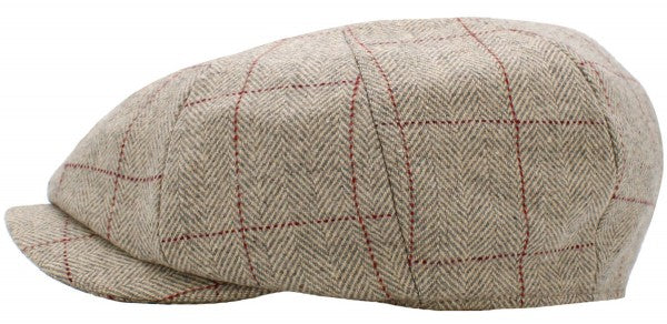 Nieuwsjongenspet Herringbone Knop Ascot in beige