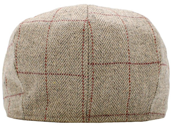 Gorra de chico de noticias Herringbone con botón Ascot en beige