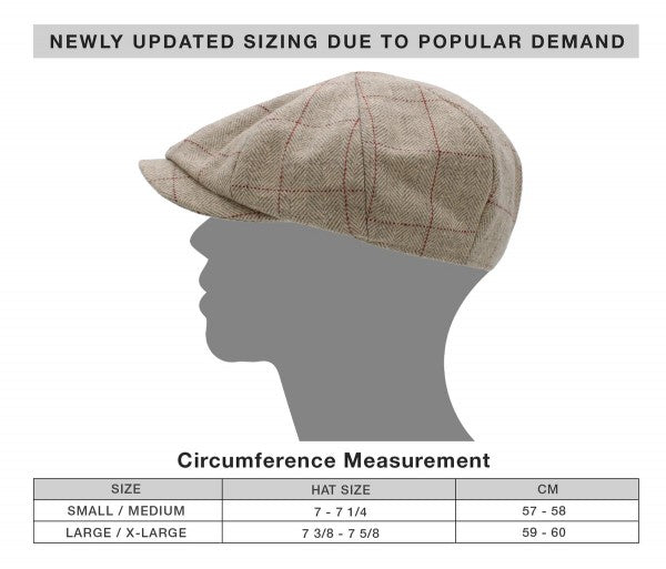 Newsboy Cap Herringbone Button Ascot in beige