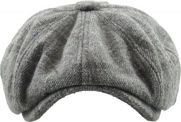 Newsboy Cap Plaid Button Top Ascot gray