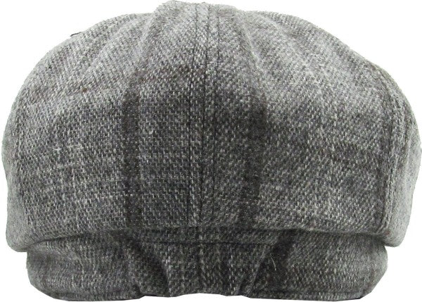 Newsboy Cap Plaid Button Top Ascot grau