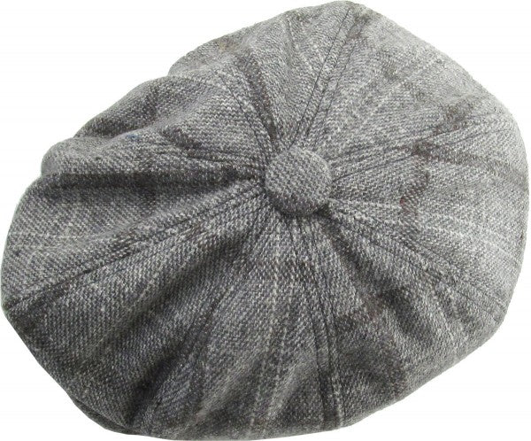 Newsboy Cap Plaid Button Top Ascot gray