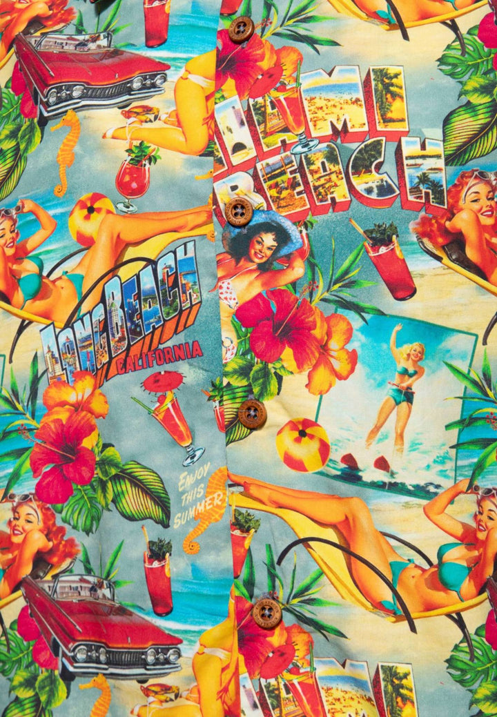 King Kerosin - Camisa hawaiana "Miami & Long Beach"