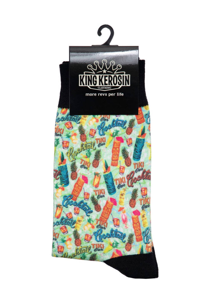 King Kerosin –  Herren Socken Tiki Coctail hellgrün