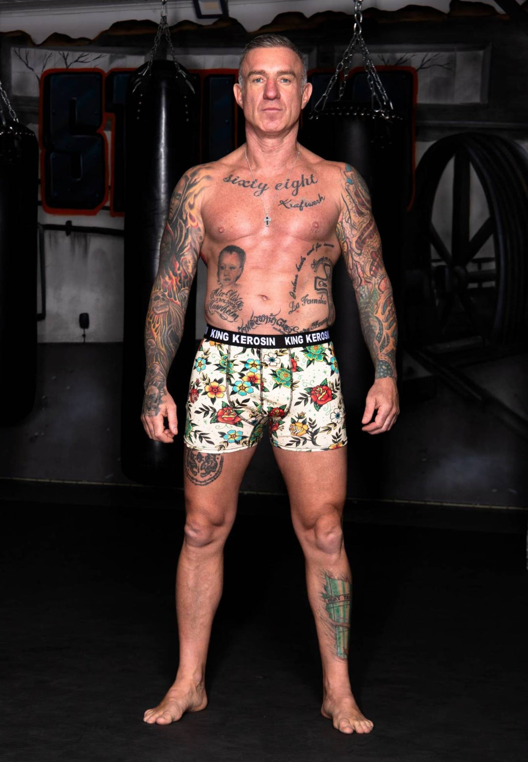 King Kerosin – Boxers en coton Tatouage Fleurs