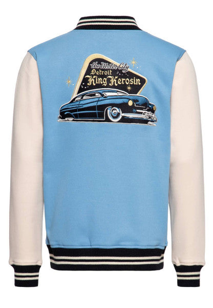 King Kerosin – Men's College Jacket "Detroit Greaser" sky blue