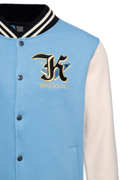 King Kerosin – Veste de collège pour hommes "Detroit Greaser" bleu ciel