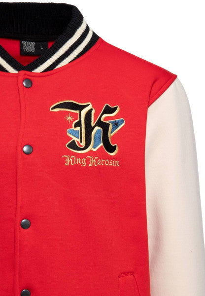 King Kerosin – Chaqueta de college para hombres "Detroit Greaser" roja