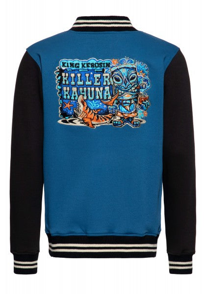 King Kerosin – Chaqueta de sudadera universitaria "Kahuma" azul humo