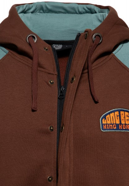 King Kerosin – Hooded Sweat Jacket "Long Beach" brown