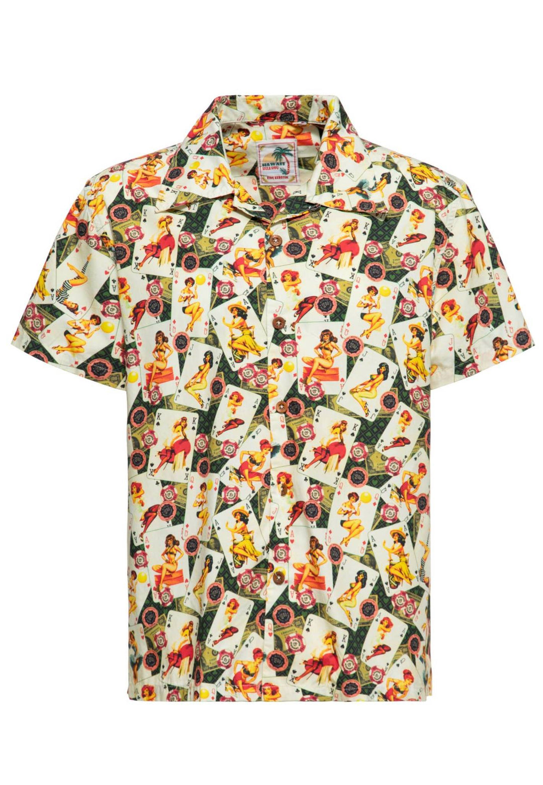 King Kerosin - Camisa hawaiana "Vegas Vibes" en verde profundo