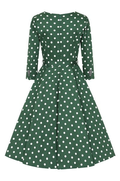 Hearts & Roses - Robe Swing à Pois Verts Kylie