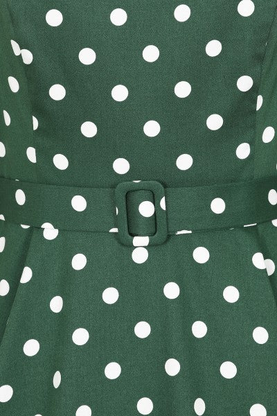 Hearts & Roses - Kylie Green Polka Dot Swing Jurk