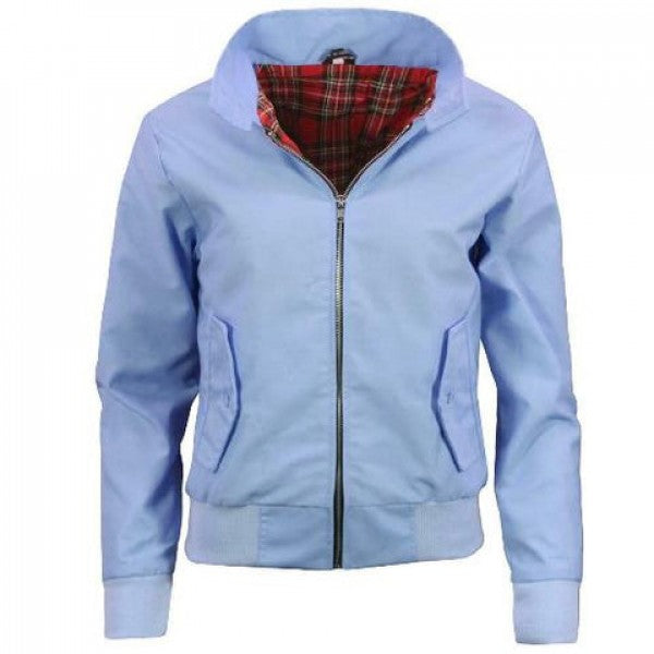 Ladies Classic Vintage Harrington Jacket in sky blue