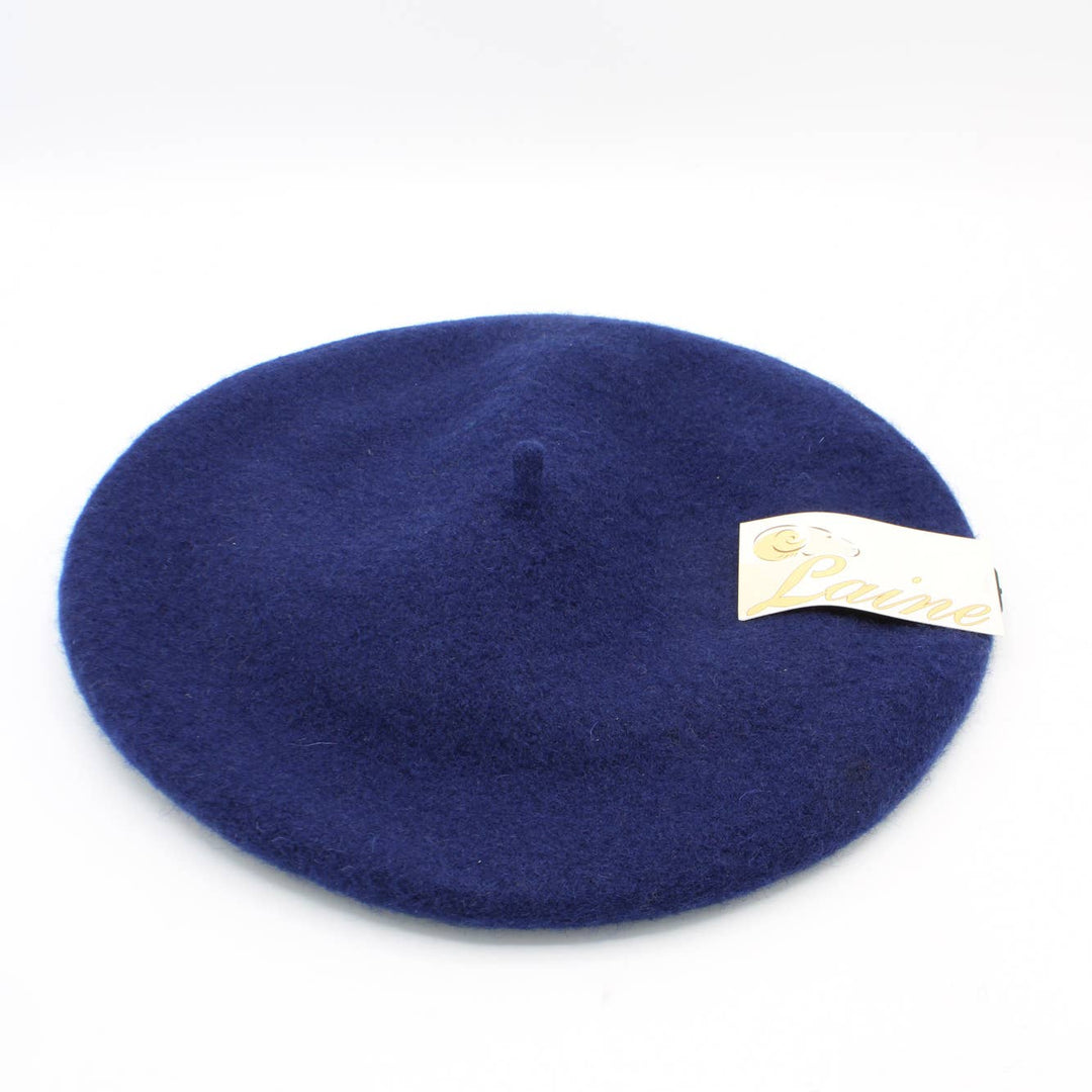 Klassisches Barett aus reiner Wolle: marineblau FS356