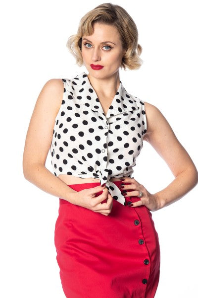 Banned Rockabilly - Top con cravatta Polka Love