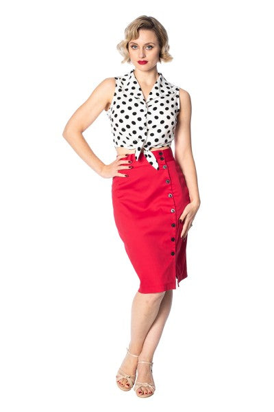 Banned Rockabilly - Polka Love Tie Top