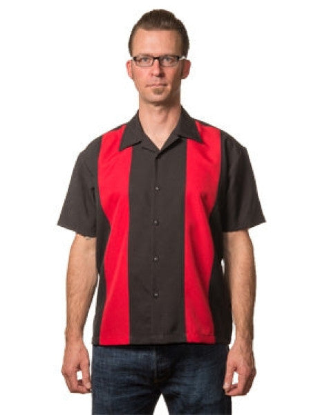 Steady Mens - Poplin Double Panel in schwarz / rot