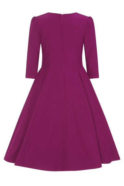 Hearts & Roses - Pretty Plum 50s Swing Dress