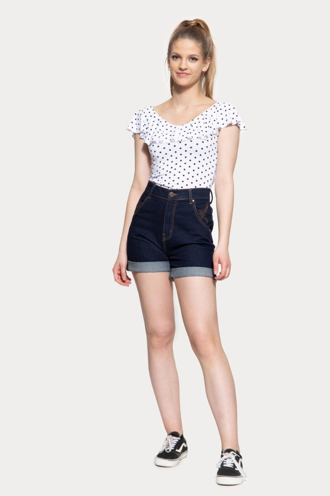 Queen Kerosin - Denim Hoge Taille Shorts