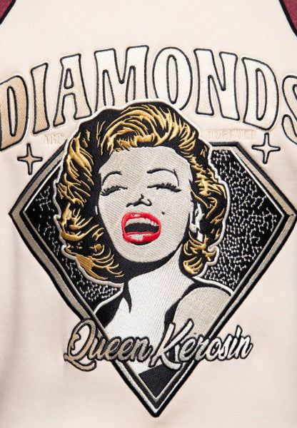 Queen Kerosin – Giacca da college "Diamonds" in ecru