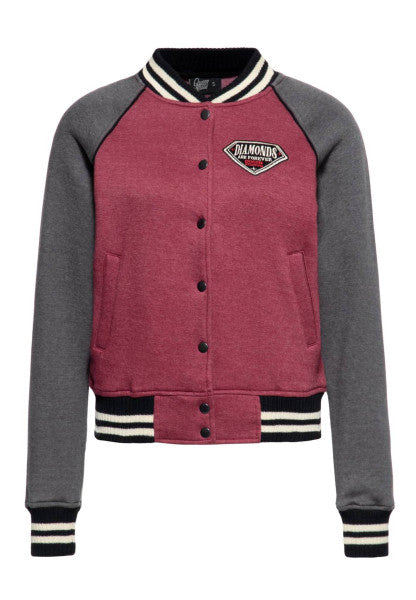 Queen Kerosin – College Jacket "Diamonds" in Bordeaux