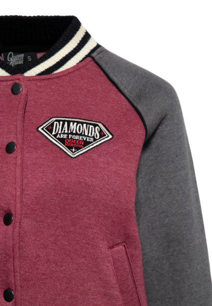 Queen Kerosin – College Jacket "Diamonds" in Bordeaux