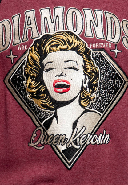 Queen Kerosin – College Jacket "Diamonds" in Bordeaux