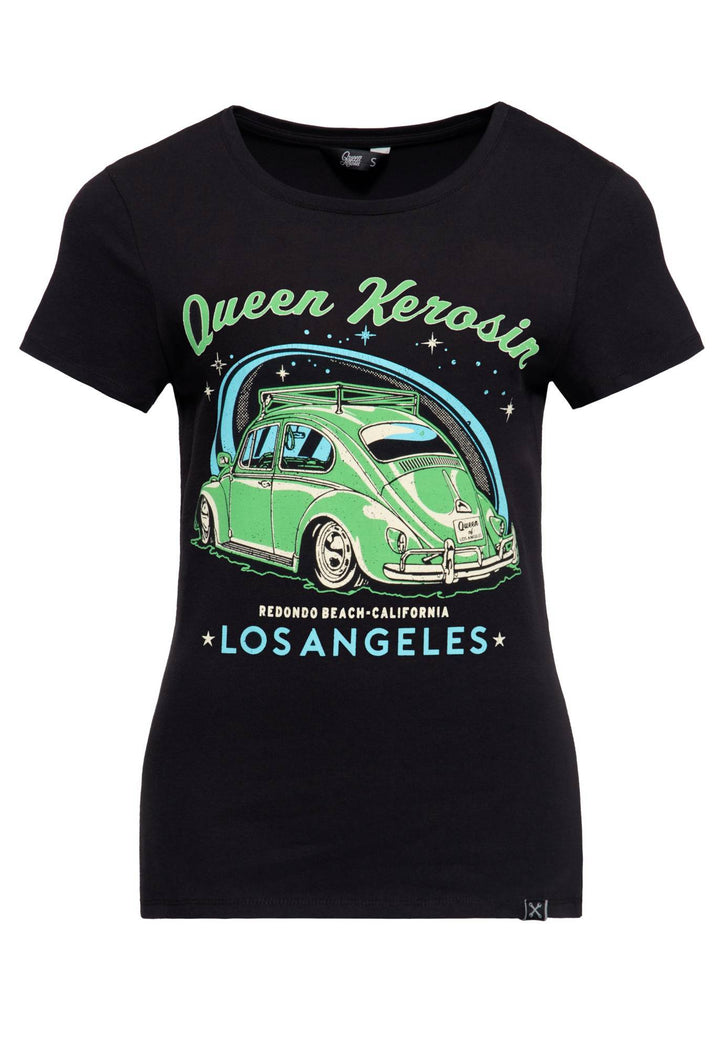Queen Kerosin – Basic T-Shirt «Beatle Queen» in schwarz