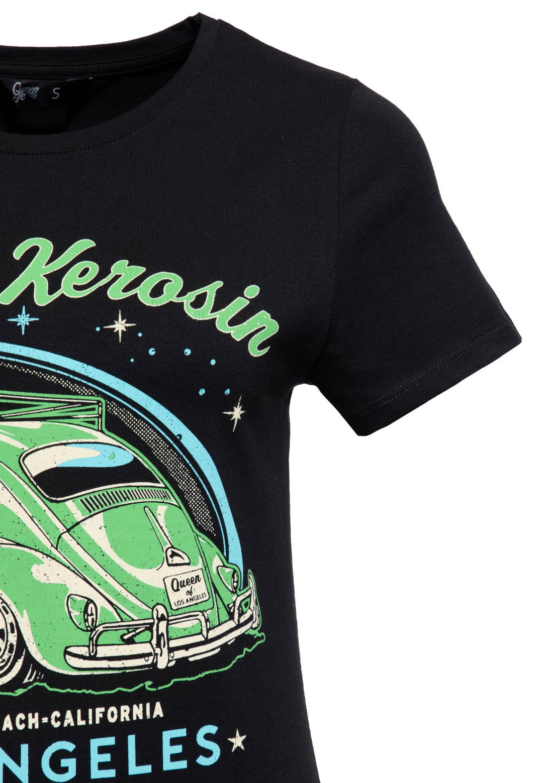 Queen Kerosin – Basic T-Shirt «Beatle Queen» in schwarz