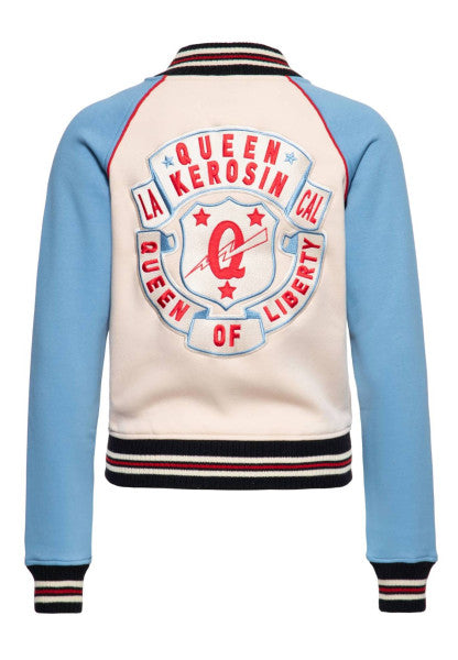 Queen Kerosin - College Jacket "Queen of Liberty" in ecru / blue