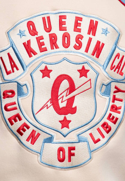 Queen Kerosin - College Jacket "Queen of Liberty" in ecru / blue