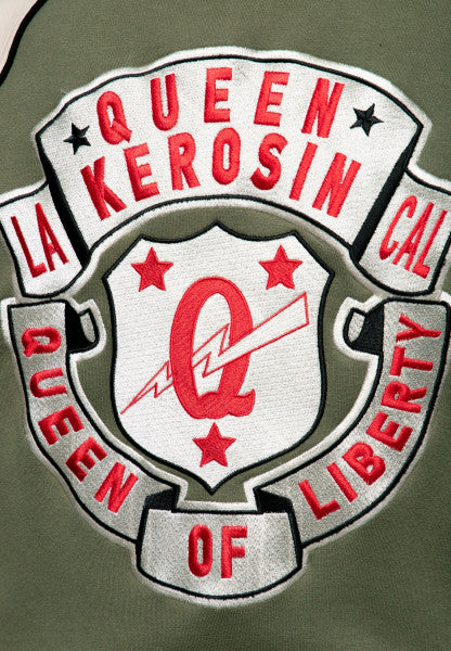 Queen Kerosin - Chaqueta universitaria »Reina de la Libertad« en verde