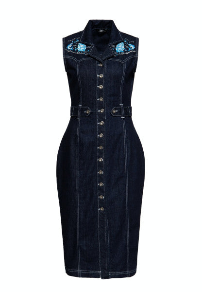 Queen Kerosin - Sailor Denim Pencil Dress