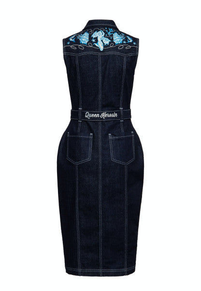 Queen Kerosin - Robe Crayon en Jean Marin